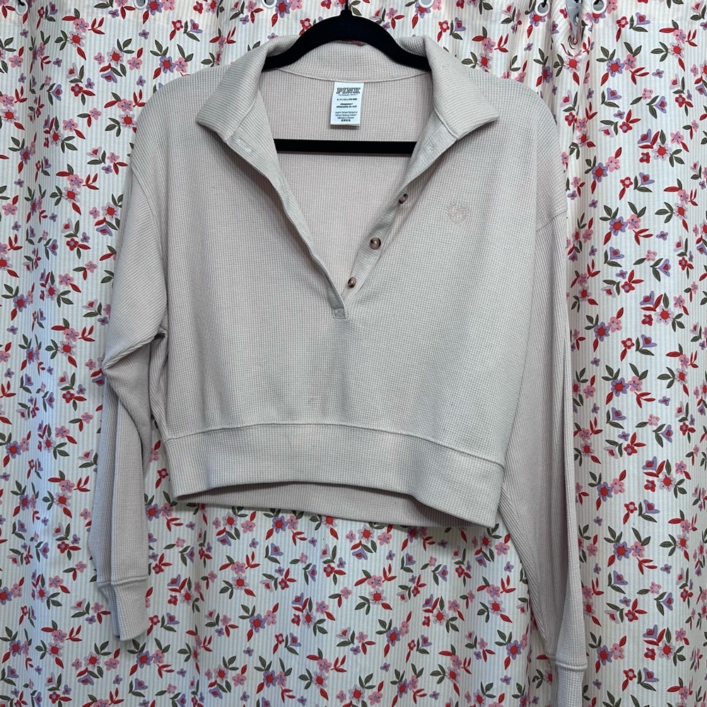 VS PINK Cream Cropped Top